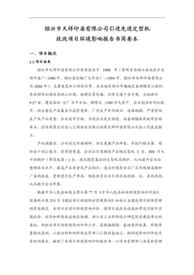 引进先进定型机技改项目环境影响报告书简要本.doc